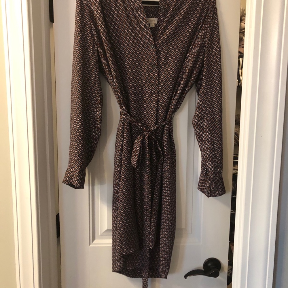 Patterned cinched waist dress